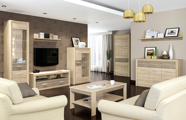 CASTEL – Wohnzimmer-Set – 8-teilig – Modern und kompatibel mit Holzoptik