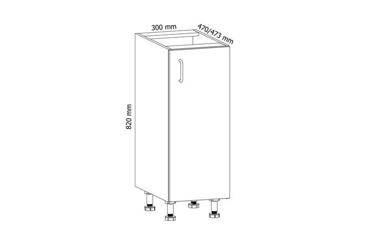 Unterschrank 30 cm - Aspen - Ermöglicht einen klaren Überblick und stilvollen Stauraum in Ihrer Küche. - Hi Markt GmbH