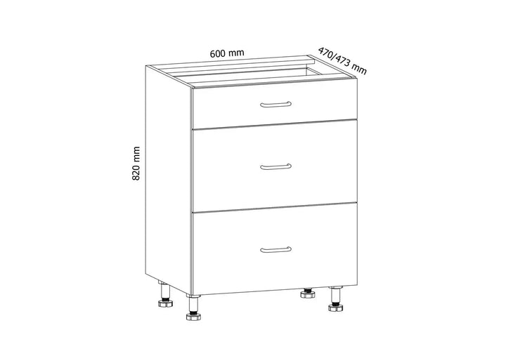 Unterschrank 60 cm - Aspen - Die solide Grundlage für Ihre Küchenorganisation, robust und funktional. - Hi Markt GmbH