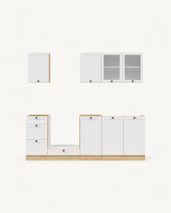 Junona Line Küchenblock 220 cm Funktionale Küchenzeile für kompakte Küchen