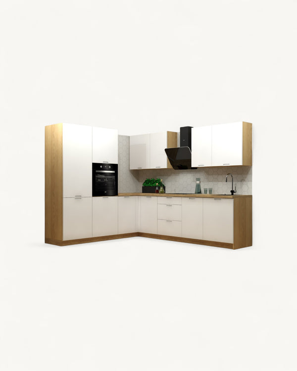SILE Küchenzeile 230x275 cm Weiß Supermatt – KU-GEN050 – Moderne Einbauküche