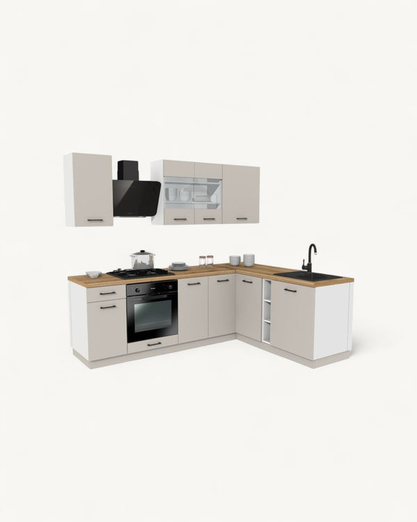 Topeshop VARIO Z1 Eckküche 240x180 cm Kaschmir – KU-GEN095 – Moderne Einbauküche