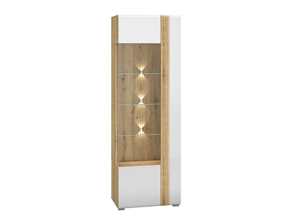 ADAGIO Vitrine Stilvolle Standvitrine mit Weiß Hochglanz Front