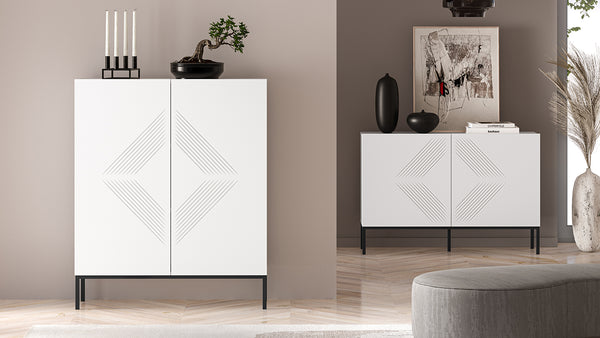 CLEARING Kommoden Set – 2 Teile – Moderner Stauraum mit MDF Front und schwarzen Beinen