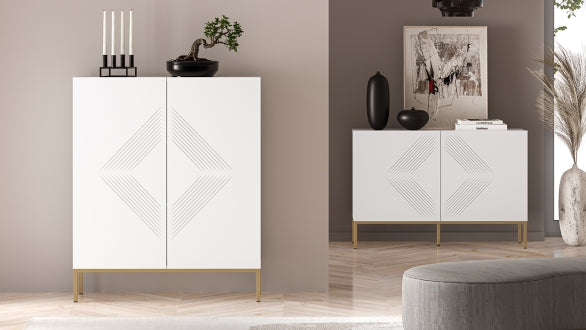 CLEARING Kommoden-Set – 2 Teile – Moderner Stauraum mit MDF-Front und goldenen Beinen