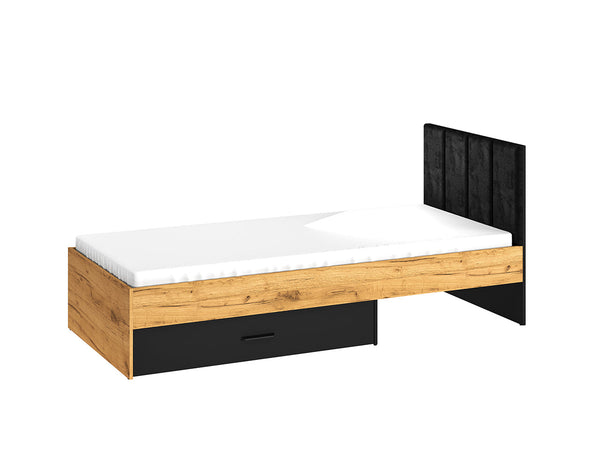 COLT 10 Bett – 94 cm – Modernes Polsterbett mit Velours-Kopfteil