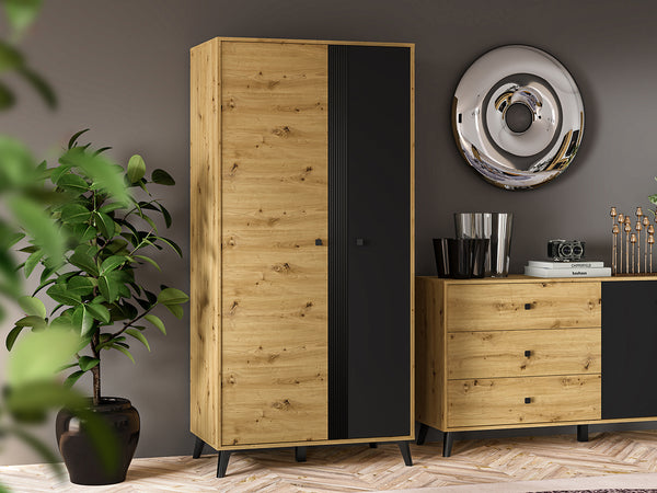 ELIZABETH Wohnzimmer-Set – 2 Teile – Modern und stilvoll in Artisan Eiche und Schwarz