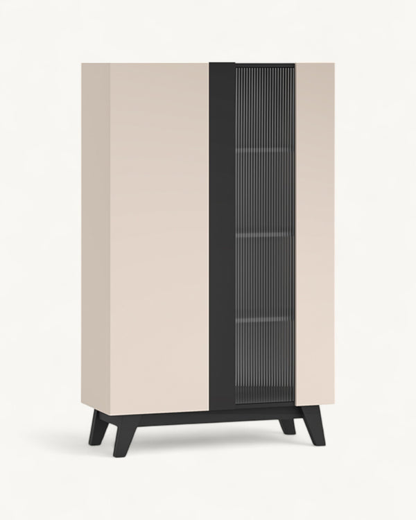 FRESHION 02 Vitrine – 155 cm – Moderne Aufbewahrungsvitrine mit Glastür