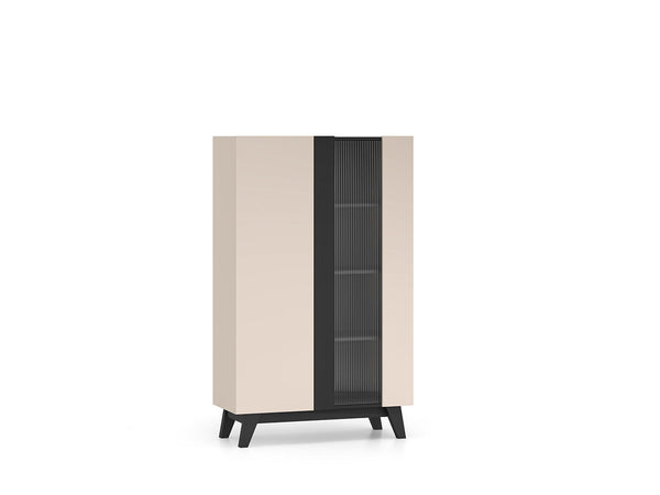 FRESHION 02 Vitrine – 155 cm – Moderne Aufbewahrungsvitrine mit Glastür