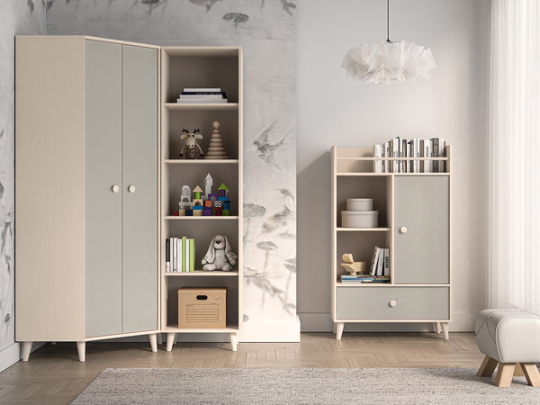 Schlafzimmer - Set - (MEVEL) - 3 Teile - Funktional & charmant in sanftem Grau