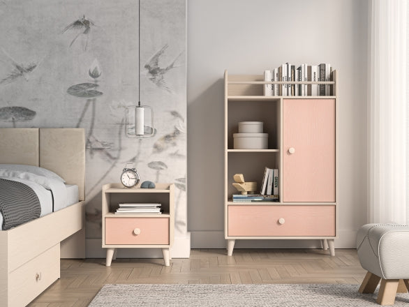 Schlafzimmer - Set - (MEVEL) - 3 Teile - Modernes Design in Rosa