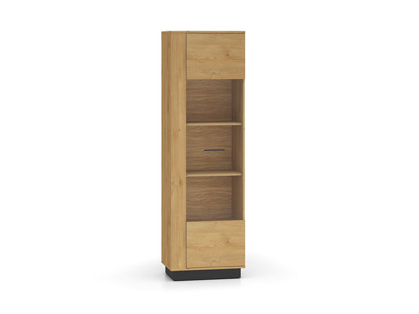 MODESTO 02 Vitrine – 60 cm – Moderner Glasschrank mit Holzoptik