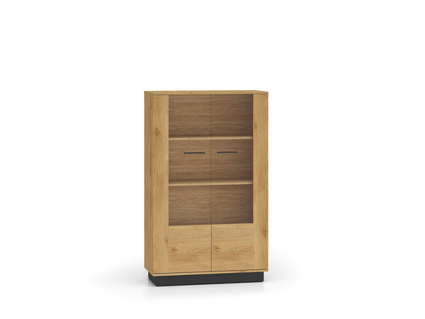 MODESTO 03 Vitrine – 92 cm – Moderne Glasvitrine mit Holzoptik