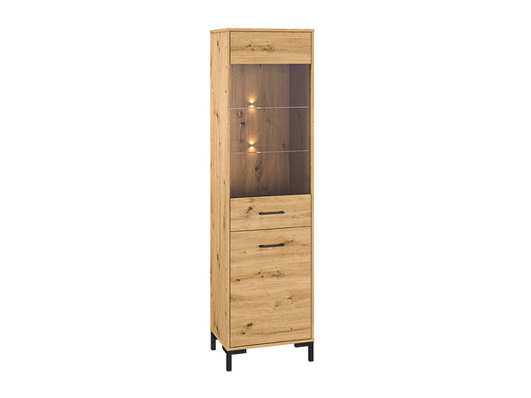 NEVIO Vitrinen Moderne Standvitrinen mit Holzoptik und Glaselementen