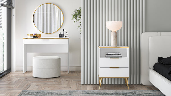 VITERBO Schlafzimmer-Set – 2 Teile – Schminktisch und Nachtkommode im modernen Design