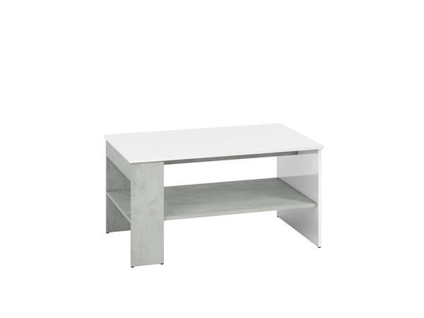 LUMENS 10 Couchtisch Moderner Wohnzimmertisch mit Hochglanzfront und Betonoptik