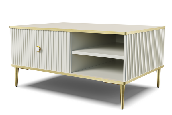 PETRA Couchtisch – 90 cm – Moderner Wohnzimmertisch mit Stauraum und Fräsung
