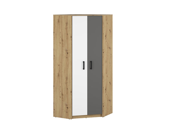 FINI 13 Eckkleiderschrank – 191 cm – Moderne Garderobe mit Holzoptik