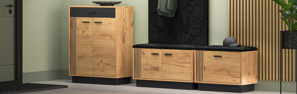 VASCO Schuhschrank Set – 3 Teile – Moderner Flur Set mit Holzoptik